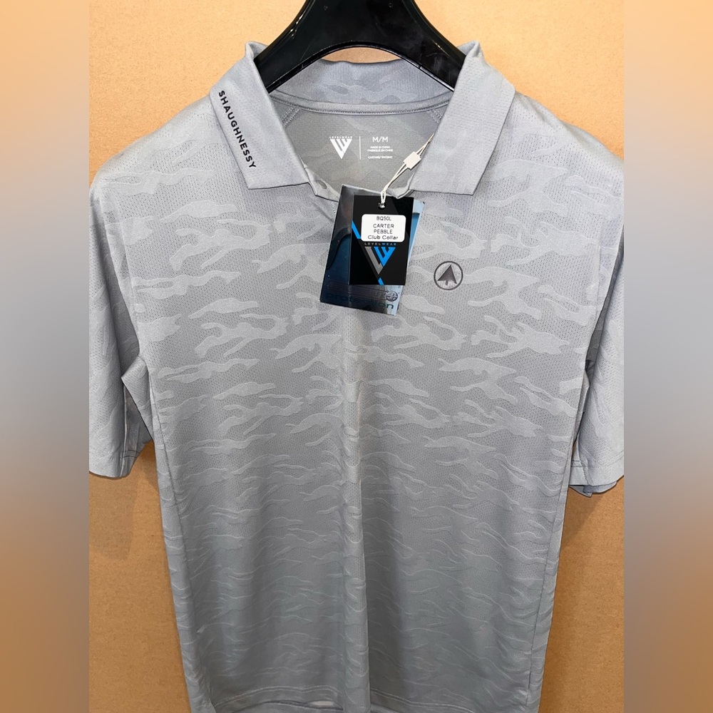 NWT Mens Shaughnessy Golf Club Polo Shirt Medium Silver Camouflage Vancouver New